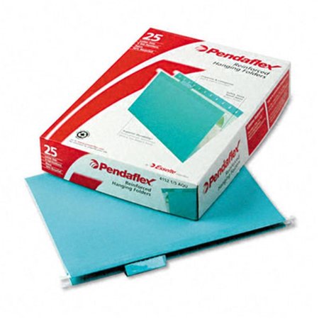 PENDAFLEX Pendaflex 415215AQU Reinforced Hanging File Folders- Kraft- Letter- Aqua- 25/Box 415215AQU